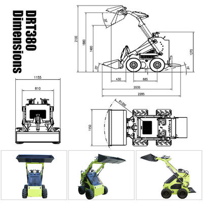 0.15 M3 Mini Gasoline Tracked Skid Steer Loader con certificazione MOOG Hydraulic Cylinder