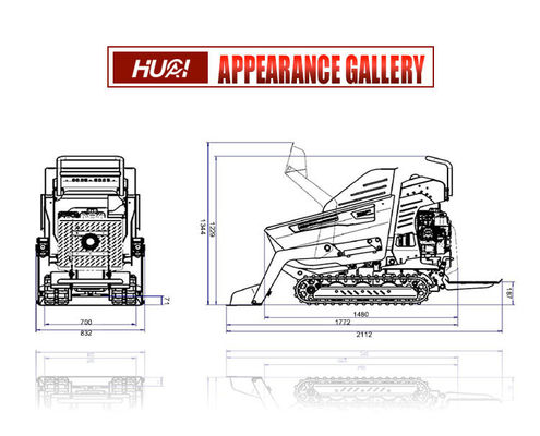 Motore YANMAR HUAQI 500kg 800KG 1 T 2 tonnellate Diesel idraulico Crawler Mini Dumper con 1