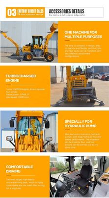 Mini retroescalatore con peso di 3400 kg e valvola idraulica BOXINHUASHENG