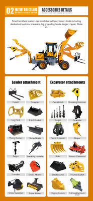 4x4 trazione a ruote 400kg-2.5ton Mini caricatore Backhoe caricatore per la vendita con pala da neve