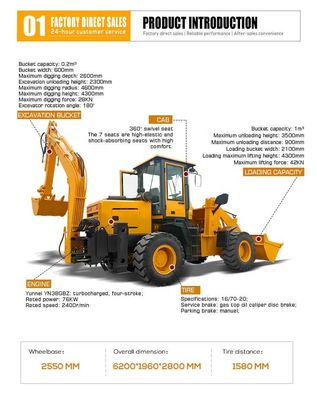 Piccoli caricatori elettrici a retroesca con rotaia di 150 mm Mini Front End Loader