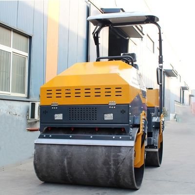 Doppi tamburi camminano dietro la strada asfaltata Mini vibratore Tandem Roller 200L serbatoio dell'acqua