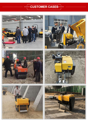 Mini passeggiata a tamburo singolo con forza emozionante HQ-YL600 da 20KN dietro il compattatore vibrante a rulli compressori