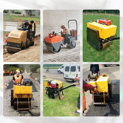 Azionamento idraulico doppio tamburo pedone rullo a mano/avvio elettrico 500 kg ruota liscia